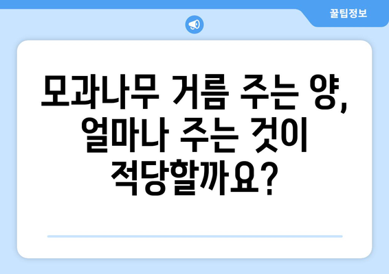 모과나무 거름 시기와 방법