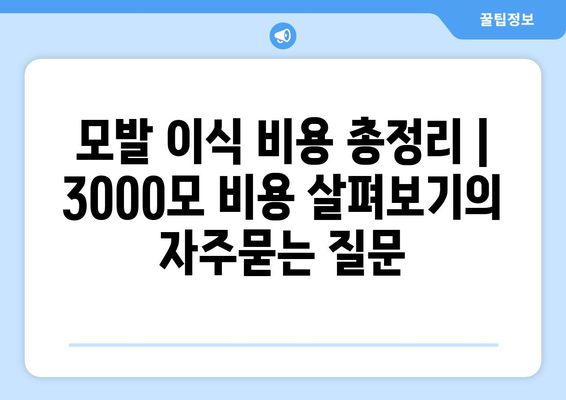 모발 이식 비용 총정리 | 3000모 비용 살펴보기