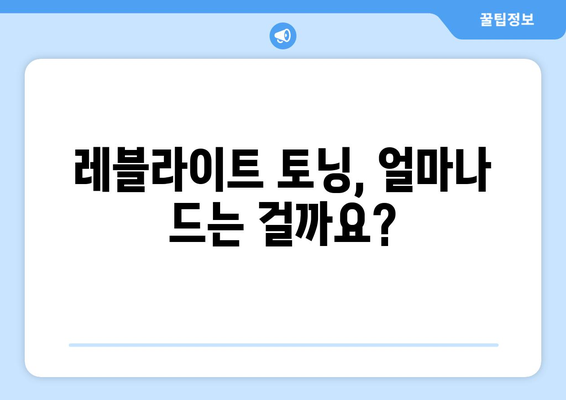 레블라이트 토닝 치료 가격 안내서