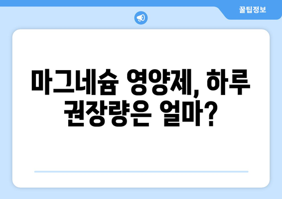 마그네슘 영양제 | 효능, 복용량, 의료적 이점