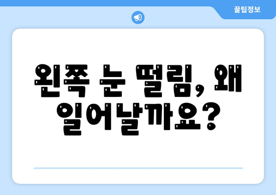 왼쪽 눈떨림 | 알아야 할 원인과 대처법