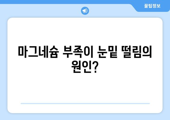 마그네슘 효능 12가지로 눈밑 떨림 극복