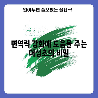 어성초의 다양한 11가지 효능