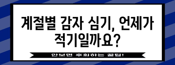 감자 심기의 비결 | 계절별 가이드와 수확 시기