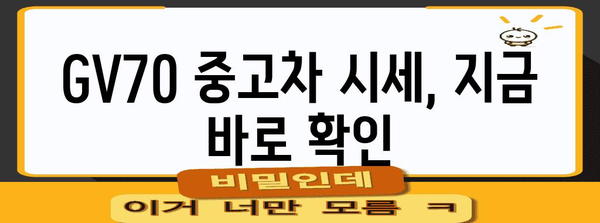 제네시스 GV70 중고차 가격표 | 2023년 최신 정보
