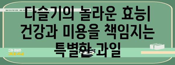 다슬기의 다재다능한 효능 | 건강과 미용에 도움을 주는 과일