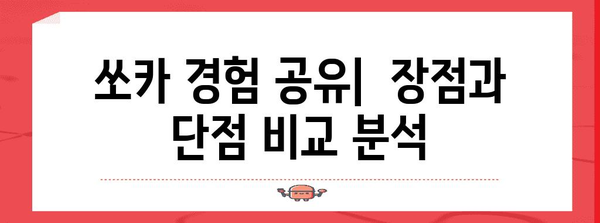 쏘카 이용 경험 비교 | 내 차와 비용 차이 분석