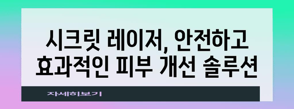 시크릿 레이저 결과 분석 | 피부 개선의 비결