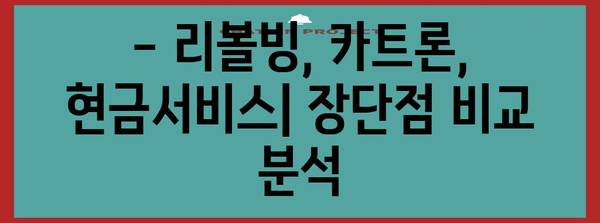 신용카드 현금 서비스 유형별 비교 | 리볼빙, 카트론, 현금서비스