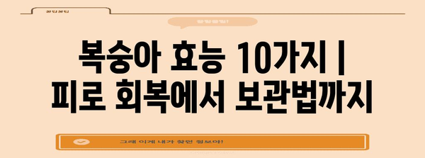 복숭아 효능 10가지 | 피로 회복에서 보관법까지
