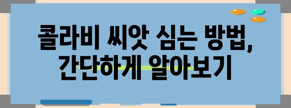 콜라비 심기의 요령 | 시기와 방법 파악하기
