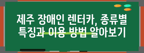 제주 장애인 렌터카 활용 | 편리한 여행을 위한 정보