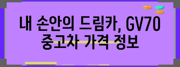 제네시스 GV70 중고차 가격표 | 2023년 최신 정보