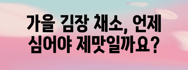 배추, 김장무, 김장갓 심는 최적 시기와 수확 팁