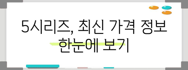 BMW 5시리즈 가격표 2023년 최신 정보