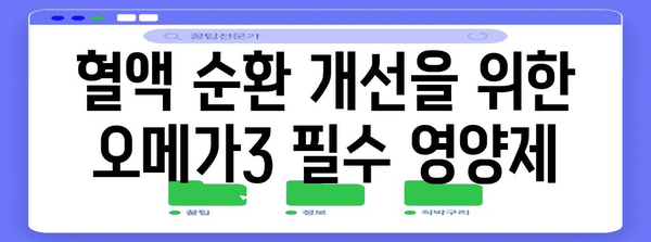 혈액 순환 개선을 위한 오메가3 필수 영양제