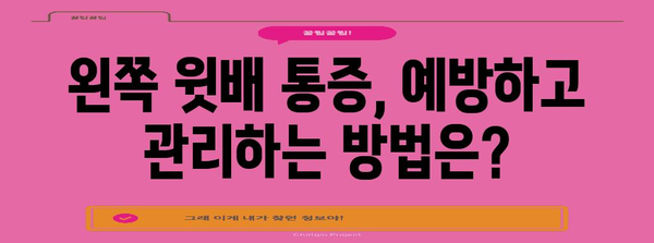 여성 왼쪽 윗배 통증 가이드 | 원인 분석 및 대처법