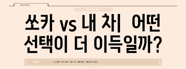 쏘카 이용 경험 비교 | 내 차와 비용 차이 분석