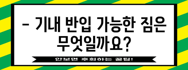 기내 수하물 반입 규정 자주 묻는 질문과 답변