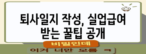 퇴직 후 실업급여 신청 성공 노하우 | 퇴사일지 작성 전략 가이드