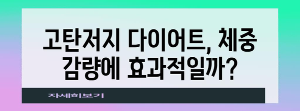 고탄저지 다이어트 | 최신 연구와 효과, 주의 사항