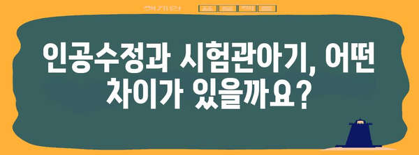 인공수정 vs 시험관아기 | 임신 옵션 비교 가이드