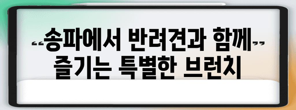 송파 애견 브런치 | 반려견과 함께 즐기는 맛있는 아침