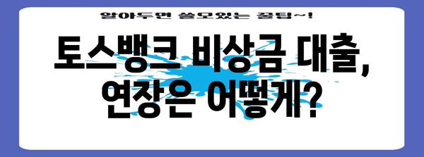 토스뱅크 비상금 대출 완벽 가이드 | 연장 및 이자계산 노하우 대공개