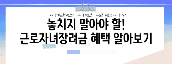 근로자녀장려금 간편 안내 | 자녀 교육 투자에 활용