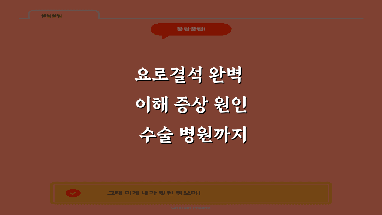 요로결석 완벽 이해 증상 원인 수술 병원까지