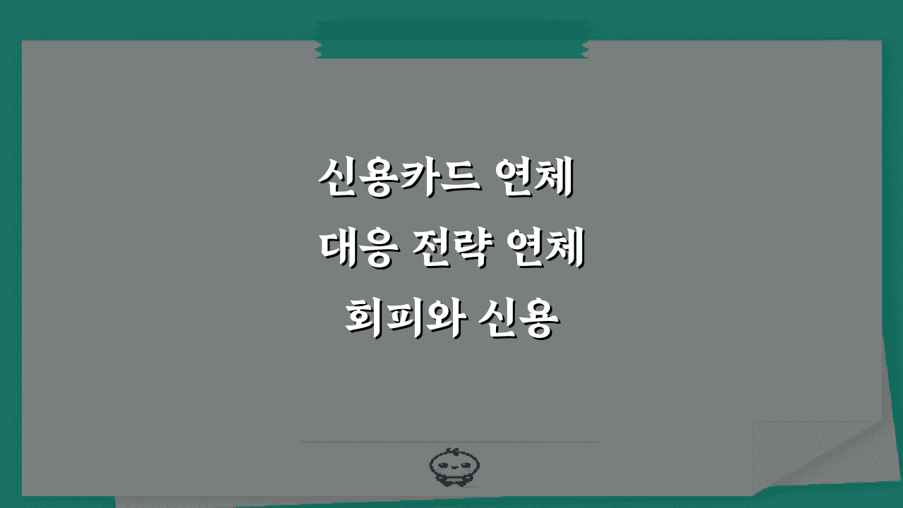 신용카드 연체 대응 전략 연체 회피와 신용 관리 권장